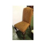 Mahogany dining chair with upholstered back and seat on cabriole legs with claw and ball feet