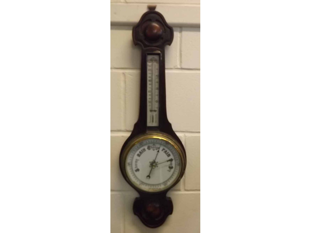 Early 20th century oak wheel barometer, 31 1/2 ins high