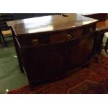 19th century mahogany large bow fronted chest with three drawers over cupboard, 48ins wide