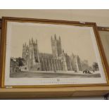 After Raze, engraved by Hawkins, black and white lithograph, "Canterbury Cathedral", 18 x 26ins