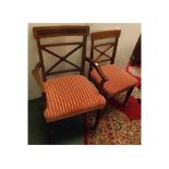 Set of eight Edwardian mahogany inlaid dining chairs (2 carvers and 6)