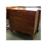 19th century mahogany inlaid chest of three short and three full width drawers, 46ins wide