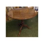 19th century birdcage oak circular pedestal table, 30 1/2 ins diam