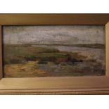 Indistinctly monogrammed oil on board, Scottish landscape, 5 x 10ins