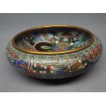 Small cloisonne dish of compressed circular form, 8ins diam