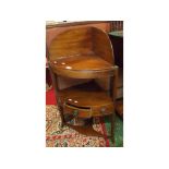 Georgian mahogany corner wash stand, 21 1/2 ins wide