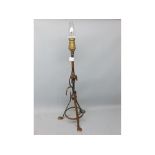 Copper electrically converted side light with adjustable column, 17ins tall