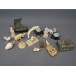 Box of various Oriental carved bone and other items etc