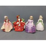 Four small Royal Doulton figures to include 'Rose' model no HN2123, 'Penny' model no HN2338, '