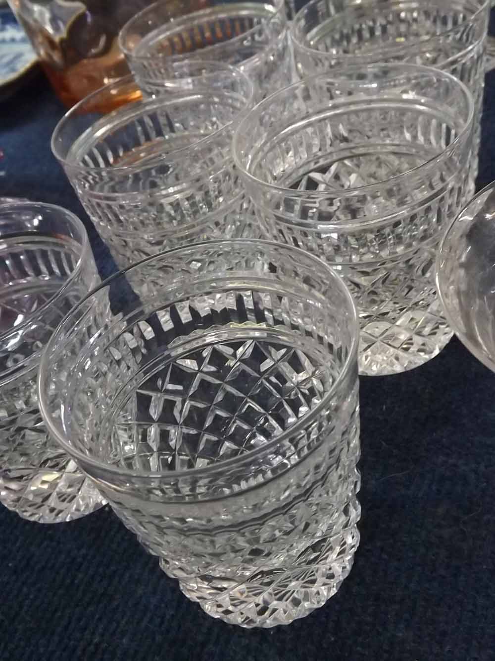 Suite of 18 various drinking glasses, possibly Waterford, comprises 6 whisky tumblers, 6 stemmed - Image 3 of 3