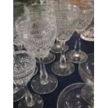 Suite of 18 various drinking glasses, possibly Waterford, comprises 6 whisky tumblers, 6 stemmed