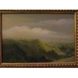 Unsigned oil, Continental valley scene with viaduct, 8 x 12ins