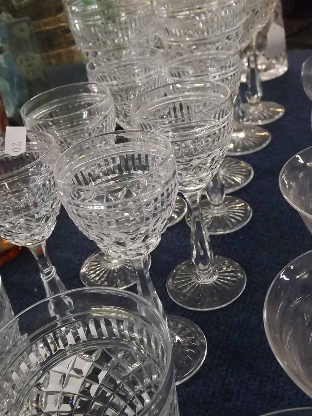 Suite of 18 various drinking glasses, possibly Waterford, comprises 6 whisky tumblers, 6 stemmed - Image 2 of 3