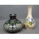 Modern Moorcroft spill vase and a further similar compressed vase, 6ins and 4 1/2 ins high