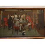 After Cecil Aldin, pair of chromolithographs, Game of Chess and The Card Game, 15 x 24ins (2)