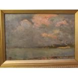 Unsigned double sided impressionist school oil on board, Lakeland scene with church scene to