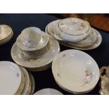 Quantity of Germany KPM floral tea wares to include varying sized plates, tureens, together with a