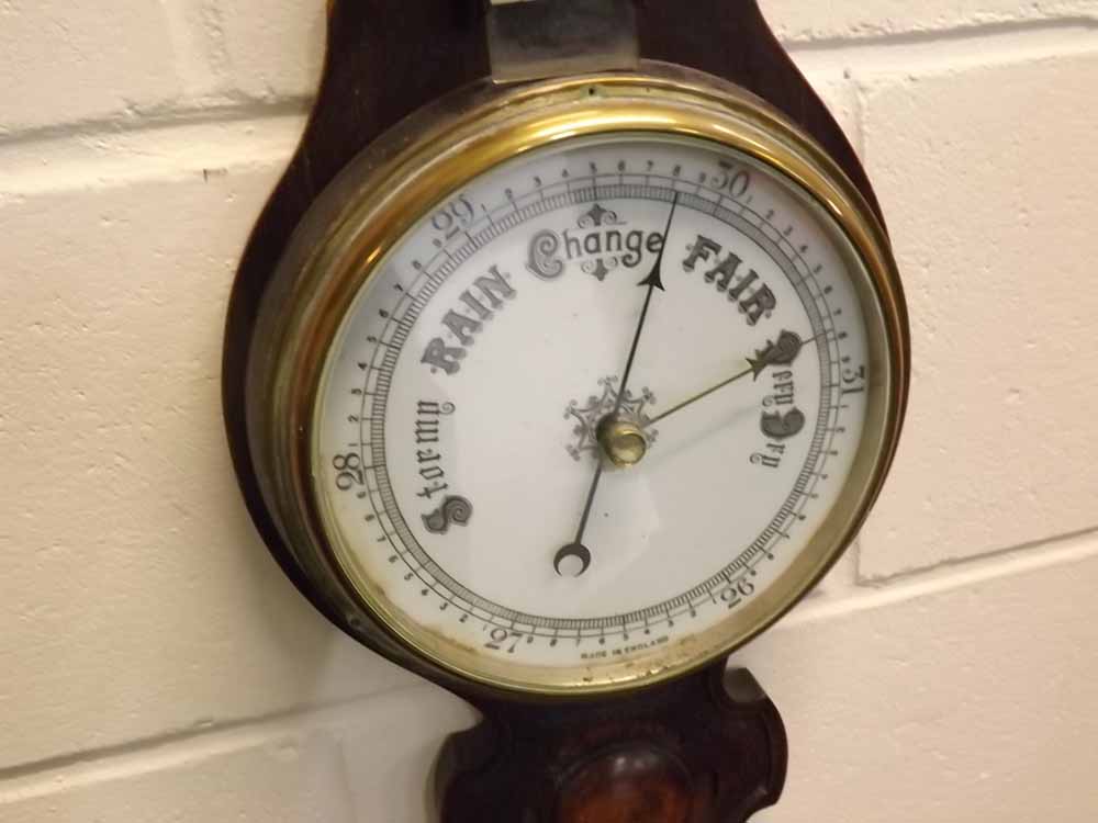 Early 20th century oak wheel barometer, 31 1/2 ins high - Image 2 of 2