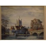 Norman Ball, signed and dated '45, watercolour, Town scene, 13 1/2 x 17ins