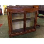 Victorian walnut display cabinet inlaid with stringing and applied with gilt metal mounts, one