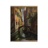 Gino Salviati, signed oil on board, Venetian view with gondola, 20 x 16ins