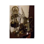 Various brass ware including companion set, candlestick, cutlery etc