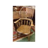 19th century oak/elm stick back Windsor armchair