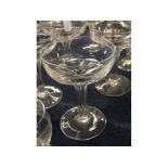 Various glass wares including three custard cups, 4 stemmed champagnes with hollow stems, 4