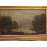 Indistinctly signed pair of 19th century oils on canvas, Mountain river landscapes, 19 1/2 x 17 1/