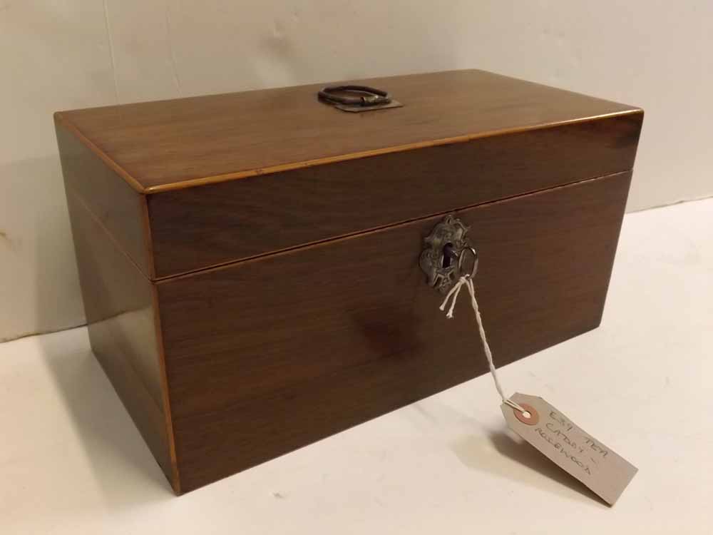 19th century rosewood tea caddy with fitted interior, two tea boxes and central treen mixing bowl, - Image 2 of 2