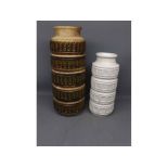 Two West German cylindrical vases of varying size, tallest 16ins (2)