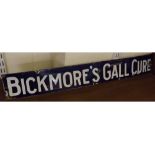 Vintage "Bickmors Gall Cure" enamel sign, 26ins wide x 3 1/2 ins high (a/f)