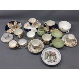 Mixed Lot: assorted Gaudy Welsh decorated cups, saucers and side plates, a Coalport oversized tea