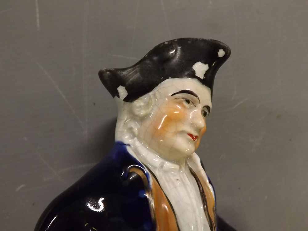 Large Staffordshire figure of a sailor together with a pair of smaller seated Naval figures with - Bild 2 aus 7