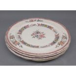 Group of four Copeland & Garrett New Fayence floral printed dinner plates (a/f) 10ins diam