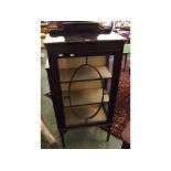 Edwardian mahogany glazed display cabinet with central circular lozenge, with reeded detail,