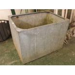 Vintage large galvanised drinking trough of rectangular form, 27 x 38ins