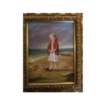 R St Ledger Pigot, signed and dated '67, oil/canvas, Portrait of a young girl on a beach, 10 x 8ins