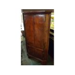 18th century oak floor standing corner cabinet fitted with four drawers, decorative brass H hinges