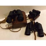 Leather cased set of Tecnar 16x50 binoculars together with a further uncased set of Tecnar 20x50