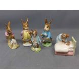Three Beatrix Potter figures to include Mr Benjamin Bunny, Johnny Town Mouse and Mr Benjamin Bunny
