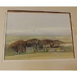 Donald Shannon, signed, two watercolours, Winter landscape and Scottish farmstead, 15 x 20ins and 17