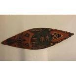 Papua New Guinea carved and painted shield, probably circa 1970s, 37ins long