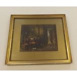 19th century English School watercolour, Interior scene, 11 1/2 ins x 14 1/2 ins