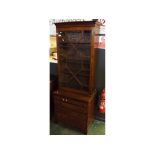 19th century mahogany astragal glazed bookcase cabinet with adjustable shelves, associated small