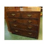 George III mahogany small proportion straight fronted chest of two over three full width drawers