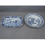 Nanking octagonal bowl (cracked and chipped) and further similar small platter (also chipped), 9 and