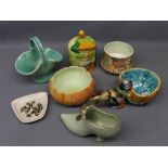 Mixed Lot: Royal Winton formed bowl, further DeeCee stoneware basket, a Falconware floral dish, a