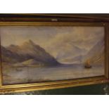 19th century English School, two watercolours, Lakeland scene with figures in boats, mountain