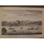 Reproduction black and white engraving "A View of the Royal Hospital at Chelsea...", 9 1/2 x 16ins